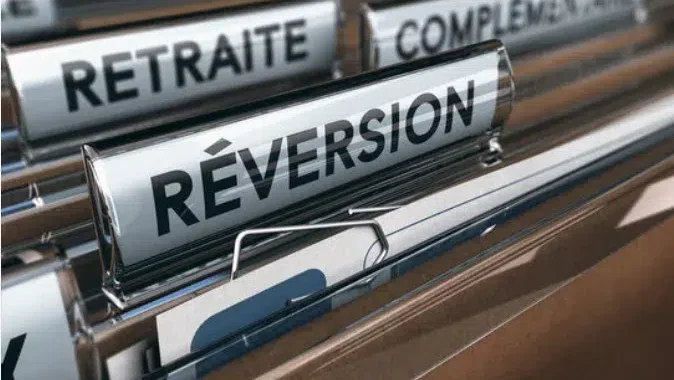 Classeur De Documents Avec Un Dossier Intitulé "Réversion" Représentant La Pension De Réversion Agirc-Arrco