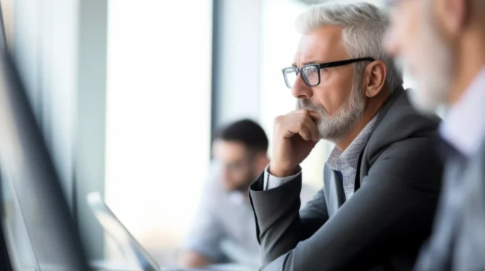 Un Dirigeant D’entreprise Réfléchissant à Sa Retraite En 2025 Devant Une Fenêtre