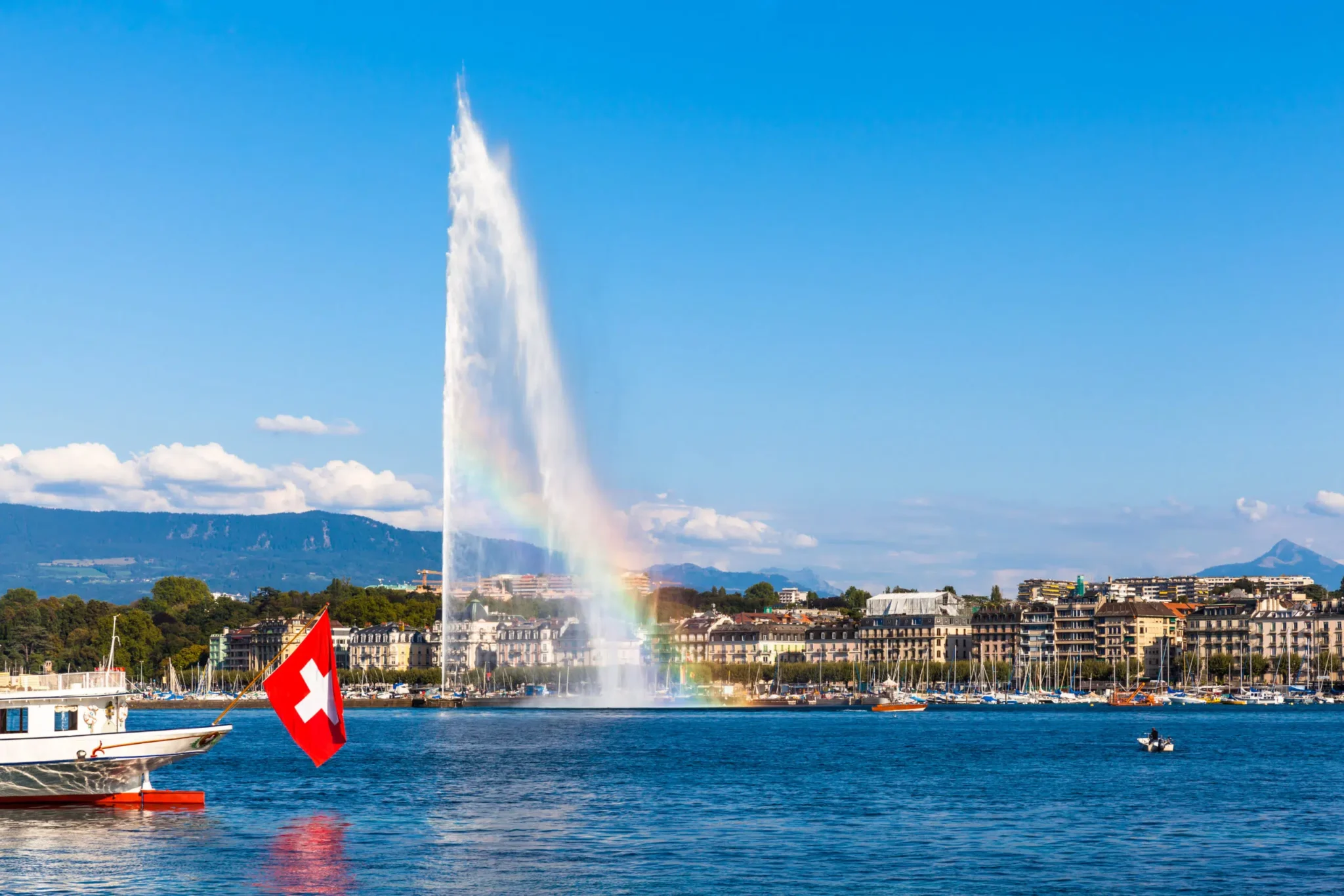 Le lac Léman à Genève, un cadre prisé par les retraités frontaliers et expatriés.