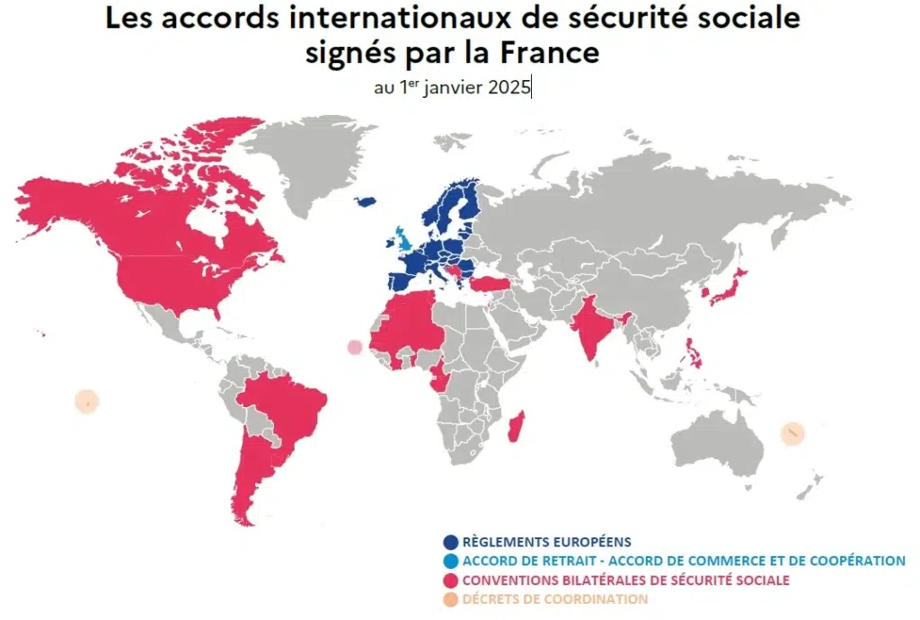 Les accords internationaux de sécurité sociale signés par la France au 1er janvier 2025